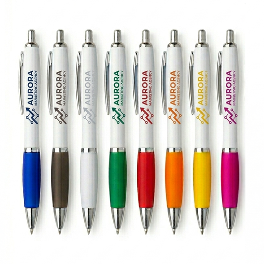 Focus balpen | Witte houder | Gekleurde grip