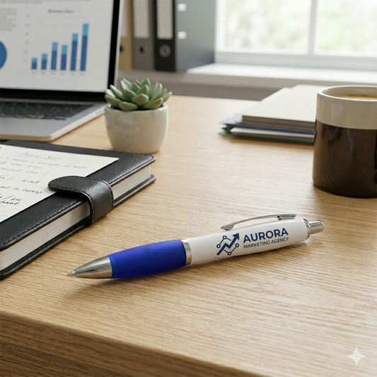 Focus balpen | Witte houder | Gekleurde grip